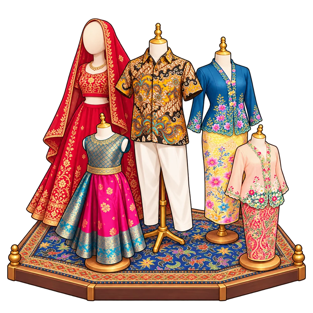 Peranakan costume mannequins