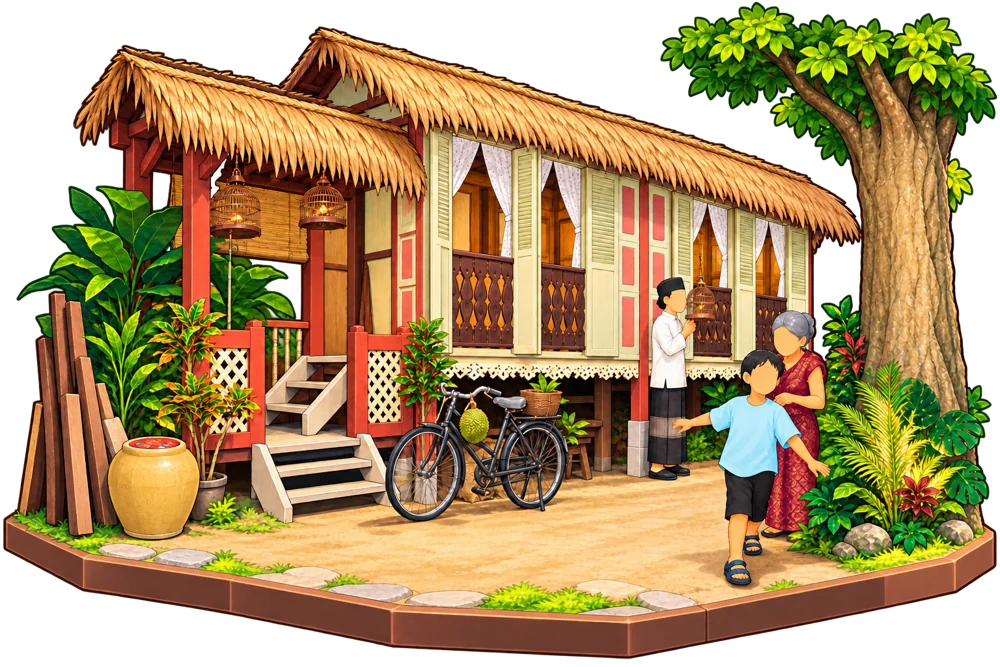 Traditional Malay House illustration
