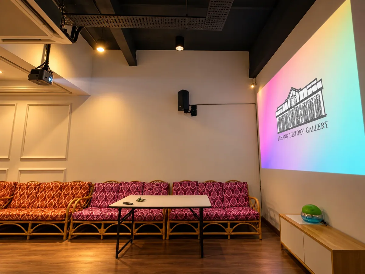 Event Hall presentation area and projector