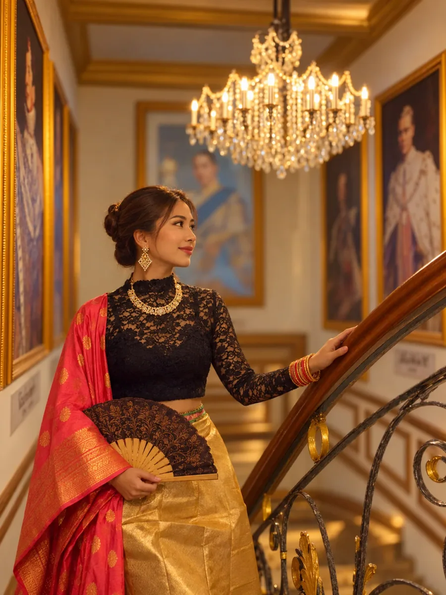 Heritage attire at the gallery staircase