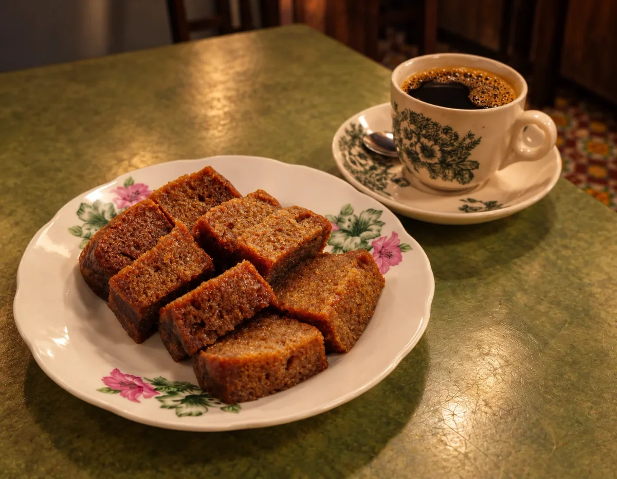 Local coffee served with cake